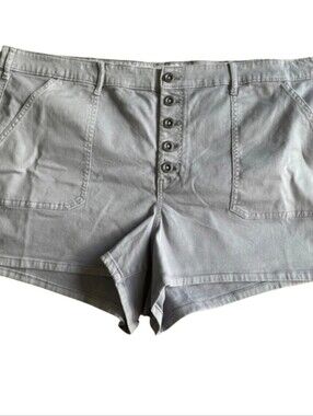NWT Torrid Size 26 Gray First At Fit Shorts Button Fly Stretchy